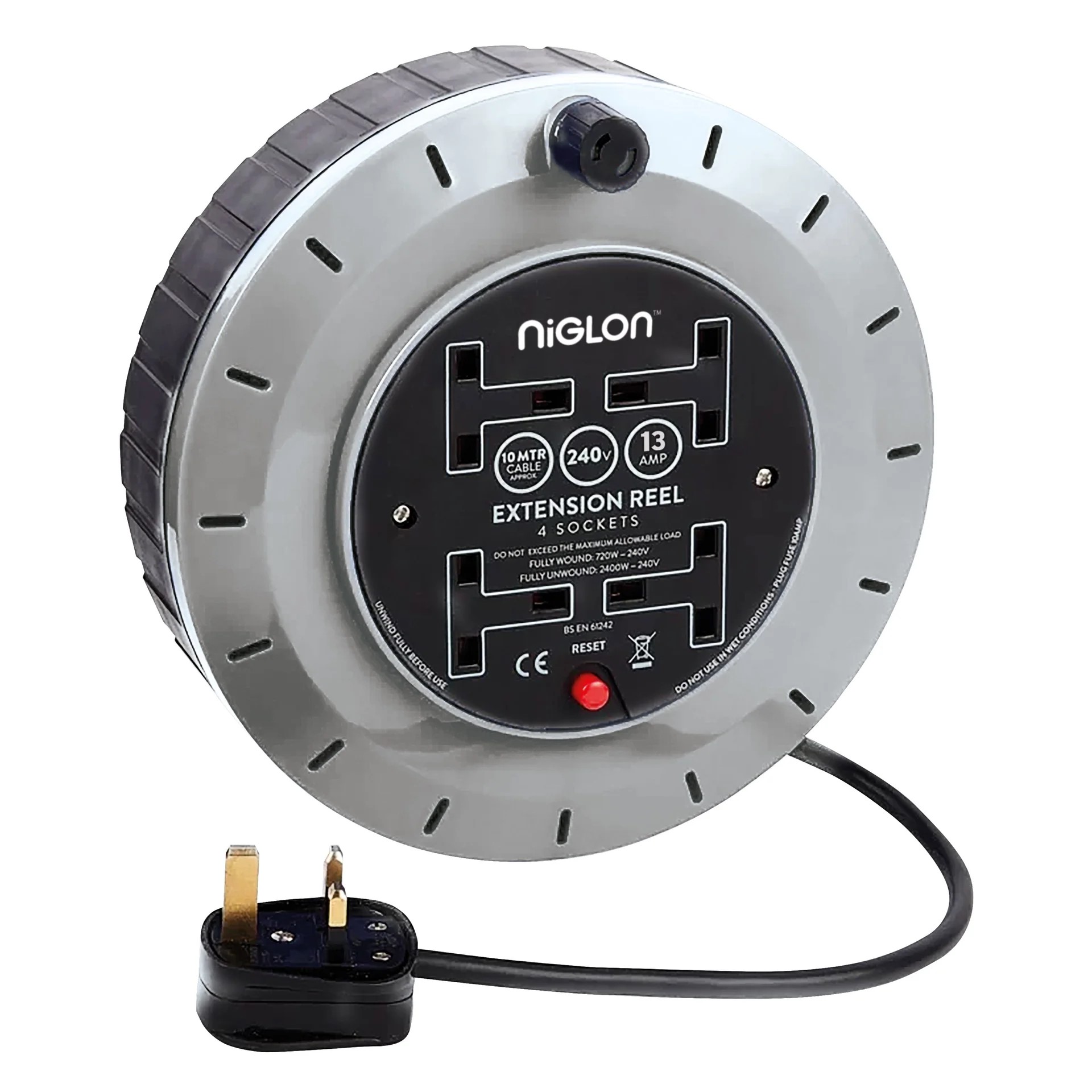 NCR41013 Niglon 4 Gang 10m Cassette Reel